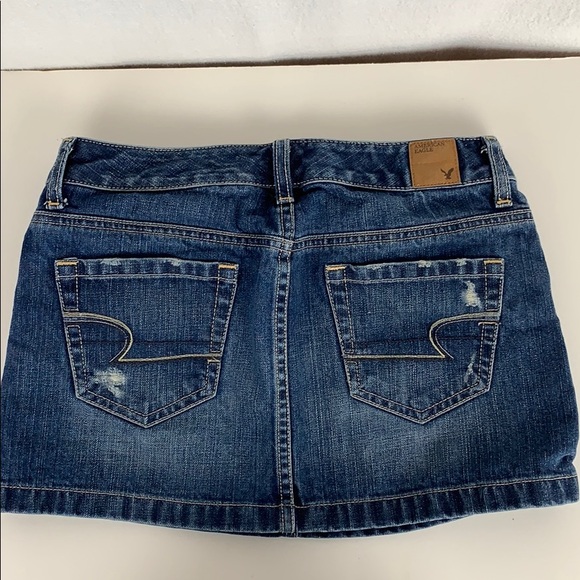 American Eagle Distressed Denim Mini Skirt Size 0 - Picture 6 of 8